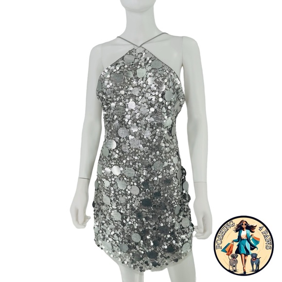 Lovers and Friends Silver Quinn Embellished Party Cocktail Mini Dress Size XL - Picture 3 of 11